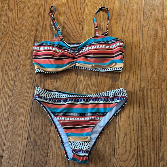 4 PC Striped Bikini Set with Multicolor Design - Picture 4 of 6